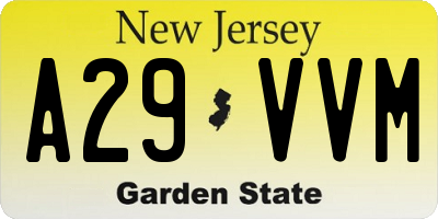 NJ license plate A29VVM