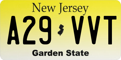 NJ license plate A29VVT