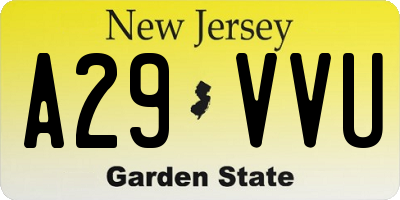 NJ license plate A29VVU