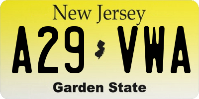 NJ license plate A29VWA
