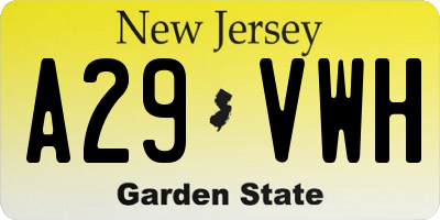 NJ license plate A29VWH