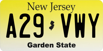 NJ license plate A29VWY