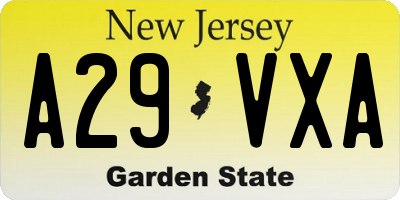 NJ license plate A29VXA
