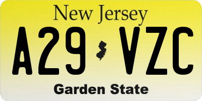 NJ license plate A29VZC