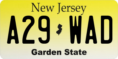 NJ license plate A29WAD