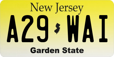 NJ license plate A29WAI