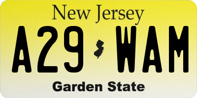 NJ license plate A29WAM