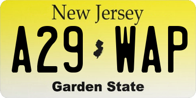 NJ license plate A29WAP