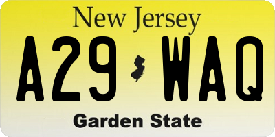 NJ license plate A29WAQ