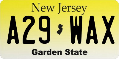NJ license plate A29WAX