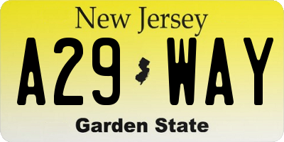 NJ license plate A29WAY