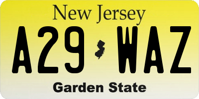 NJ license plate A29WAZ