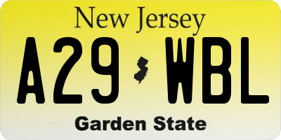 NJ license plate A29WBL