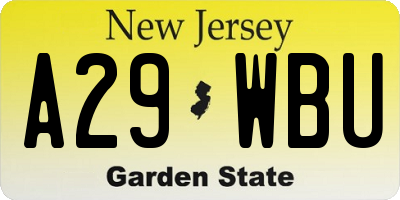 NJ license plate A29WBU