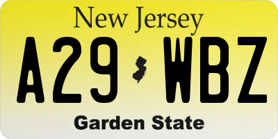 NJ license plate A29WBZ