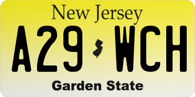 NJ license plate A29WCH