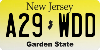 NJ license plate A29WDD