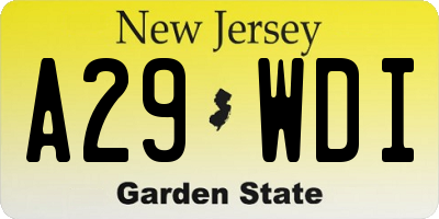 NJ license plate A29WDI