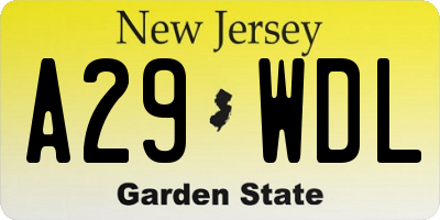NJ license plate A29WDL
