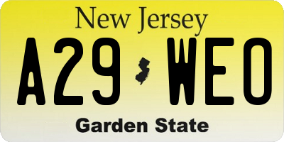 NJ license plate A29WEO