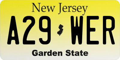 NJ license plate A29WER
