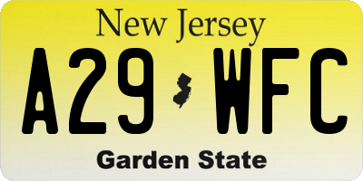NJ license plate A29WFC