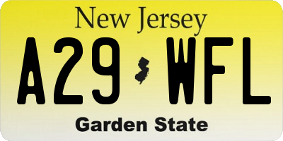 NJ license plate A29WFL