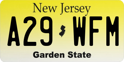 NJ license plate A29WFM