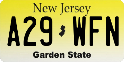 NJ license plate A29WFN
