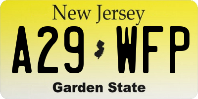 NJ license plate A29WFP