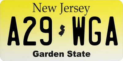 NJ license plate A29WGA