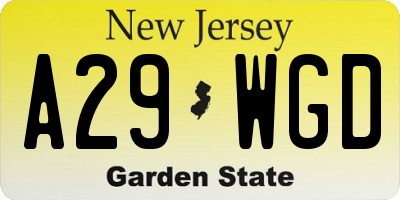 NJ license plate A29WGD