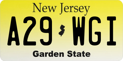NJ license plate A29WGI