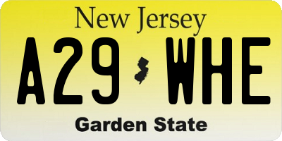 NJ license plate A29WHE
