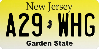 NJ license plate A29WHG