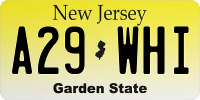 NJ license plate A29WHI