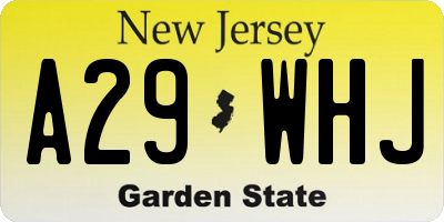 NJ license plate A29WHJ