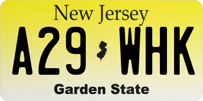 NJ license plate A29WHK