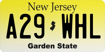 NJ license plate A29WHL