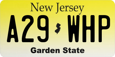NJ license plate A29WHP