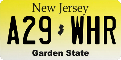NJ license plate A29WHR