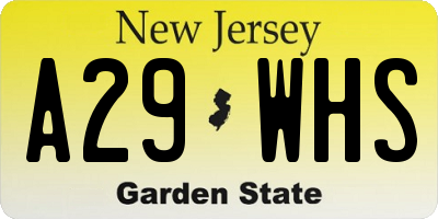 NJ license plate A29WHS
