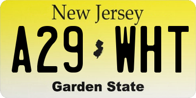NJ license plate A29WHT