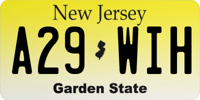NJ license plate A29WIH