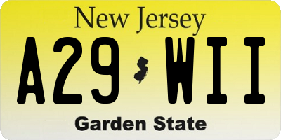NJ license plate A29WII