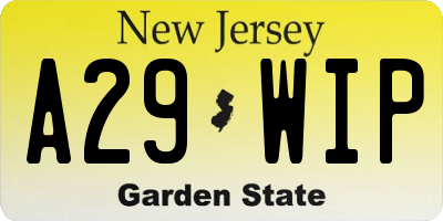 NJ license plate A29WIP