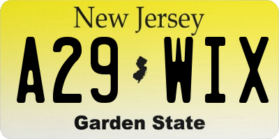 NJ license plate A29WIX