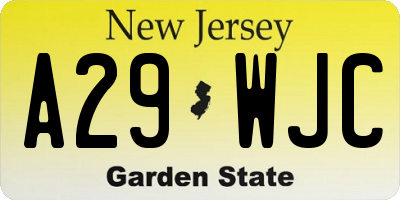 NJ license plate A29WJC