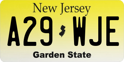 NJ license plate A29WJE