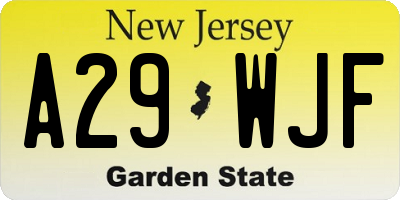 NJ license plate A29WJF